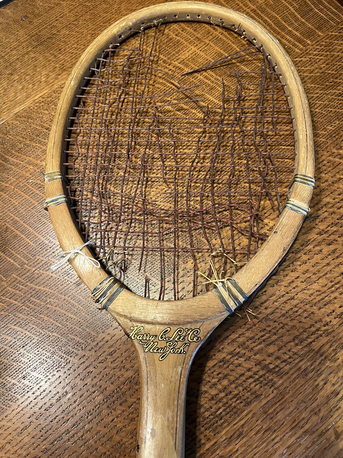 Rare Harry C. Lee &Co New York antique Wood Tennis Racquet, RICHMOND