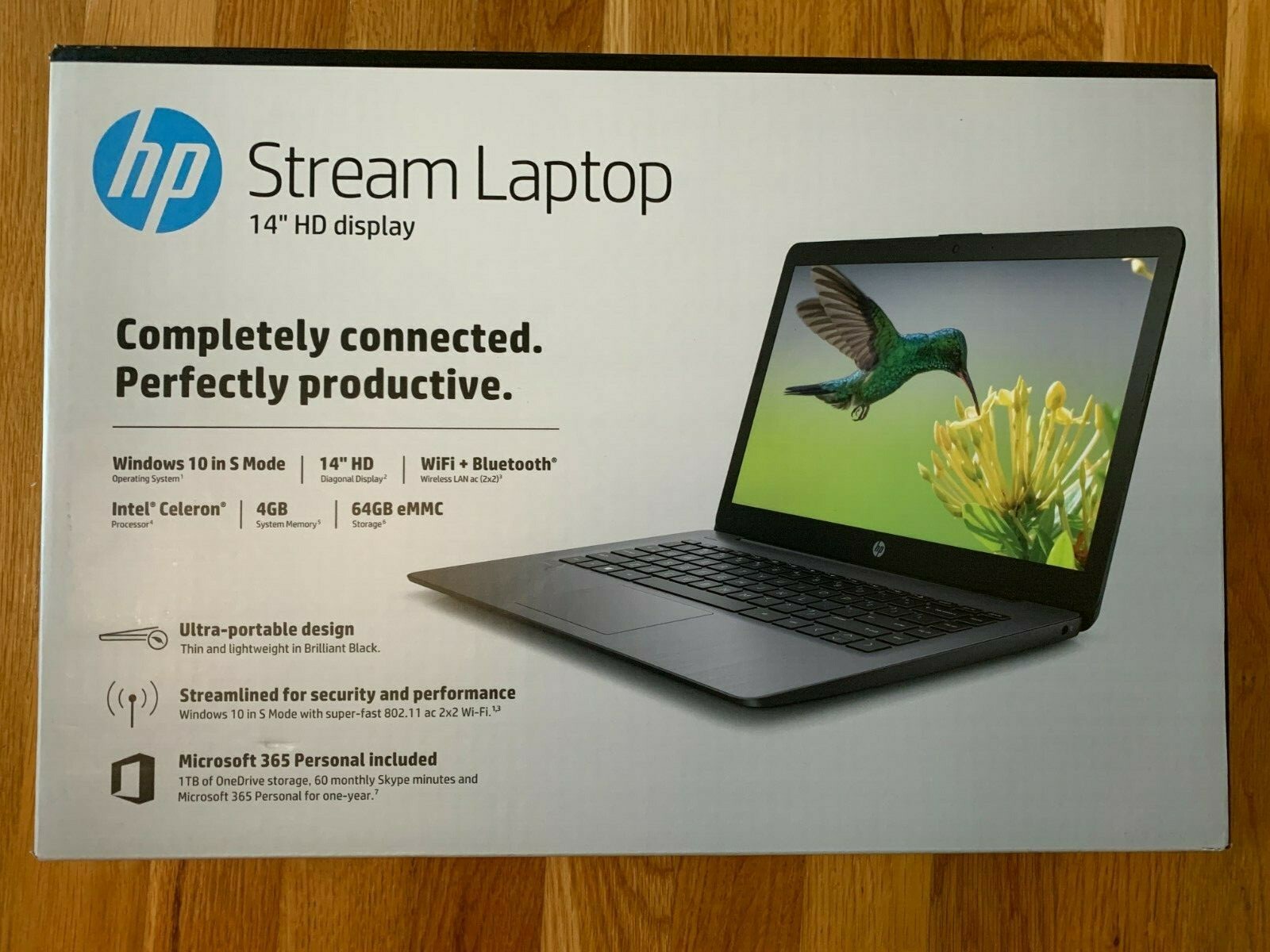 HP Stream 14" HD (64G, Celeron N4000, 4G) Laptop + office 365 1year