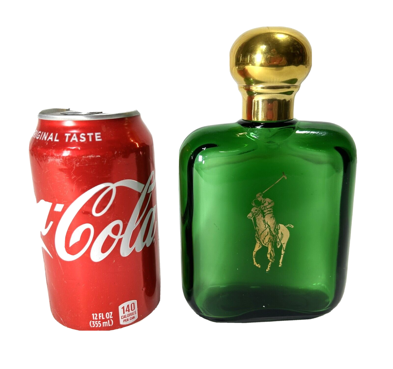 LARGE VINTAGE 80'S RALPH LAUREN GREEN POLO MEN'S COLOGNE .8OZ BOTTLE