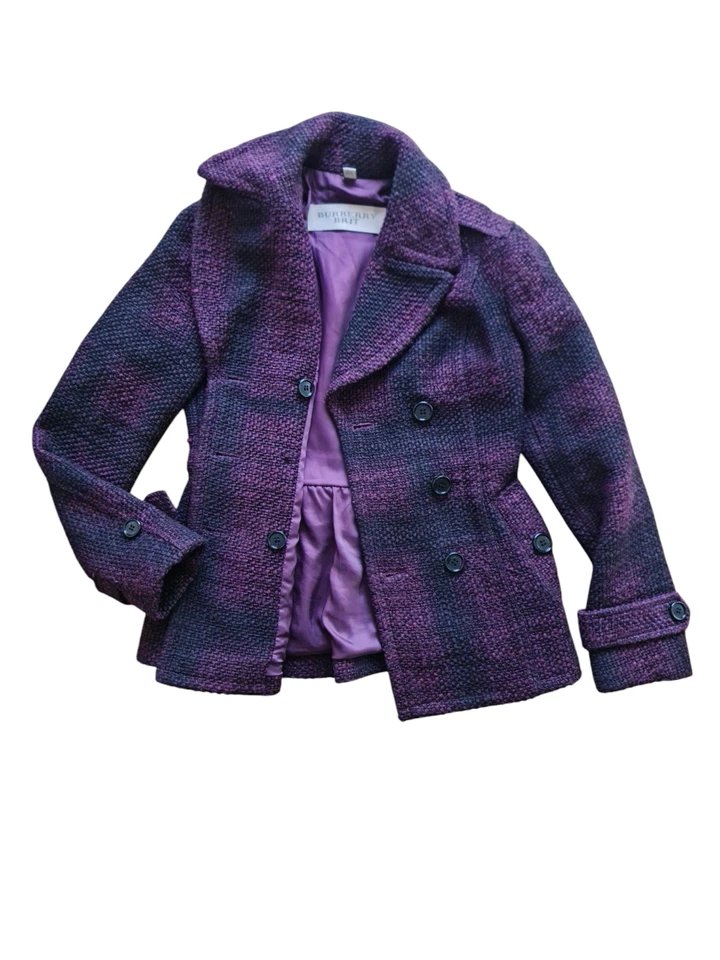 Burberry Brit женщин клетку PeaCoat nova чек смесь короткий размер США 2 FRA 34 - Изображение 3 из 4