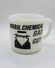 Vintage Mobil Chemical BAD GUY Milk Glass Coffee Mug. Ad Piece.