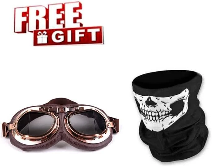 Винтажный кожаный мотоцикл ретро половина шлем скутер велосипед круизер с очками - Изображение 3 из 4