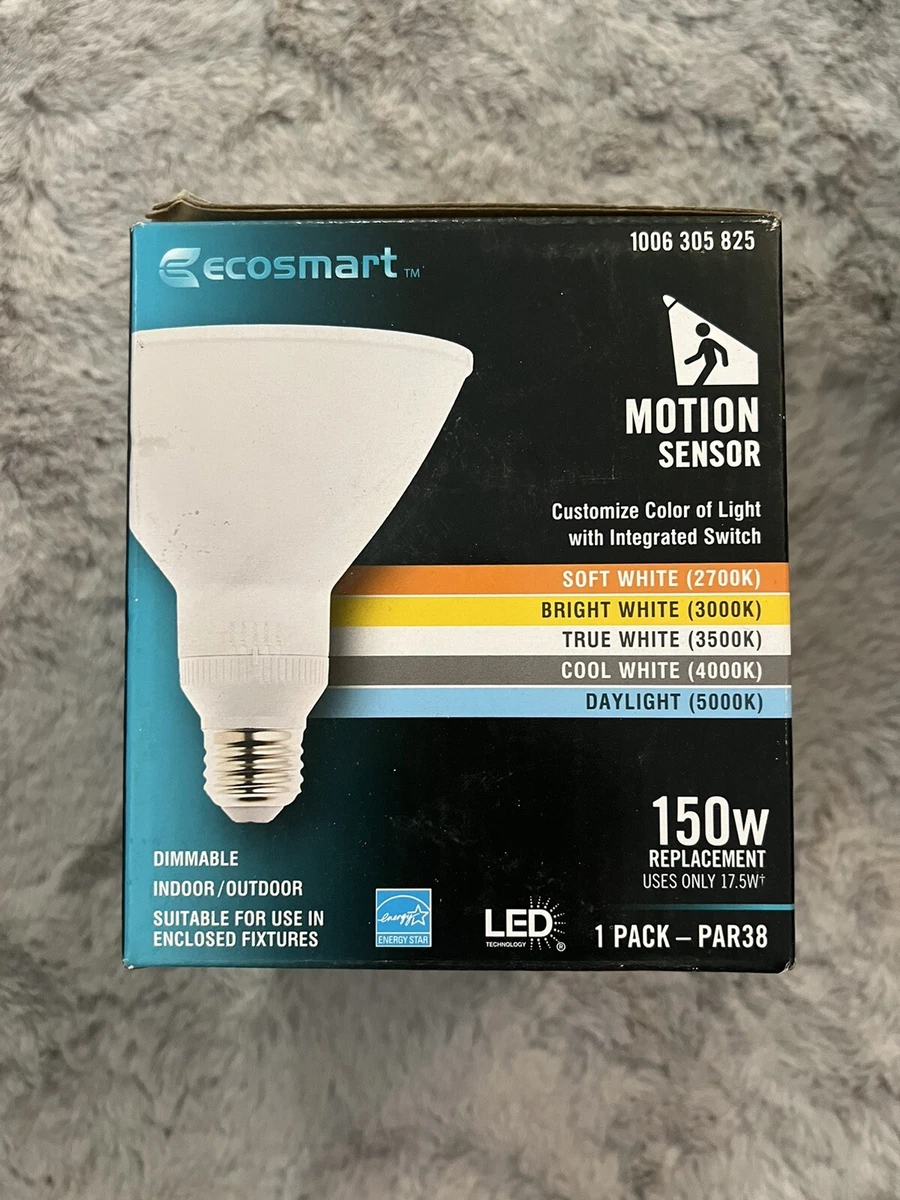 EcoSmart Motion Sense Light Bulb 150 Watt Equivalent Dimmable CEC Flood LED