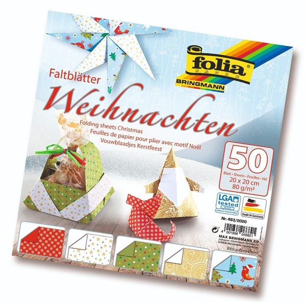 Folia FaltbläTter Weihnachten Xmas 20X20Cm 80G/M² 50 Blatt Sort. # 2152.0075-image