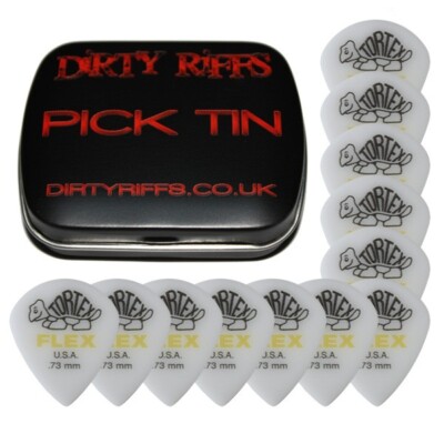 12 x Dunlop Tortex Flex Jazz XL 0,73 mm Gitarrenplektren Plektren in einer Plektrendose