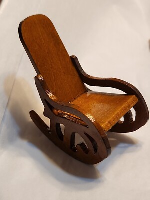 Vintage hand crafted Wooden Doll House Furniture Chair Rocker