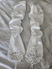 16" Long Satin Bridal Wedding Prom Halloween Costume Opera Gloves