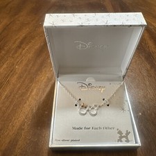 DISNEY Minnie Mickey Mouse Silver Plated Crystal Necklace Pendant New