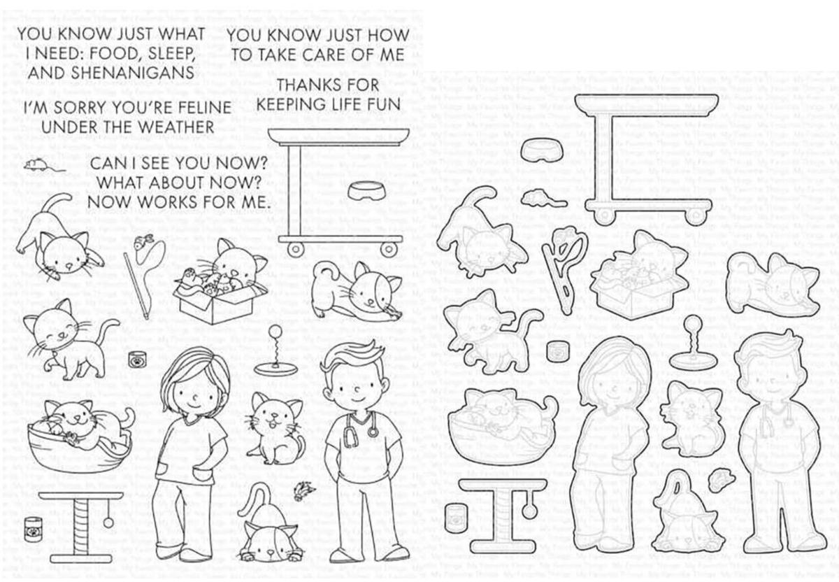 yu-sakuページ My Favorite Things YUZU Feline Fun Stamp & Die-namics Sets