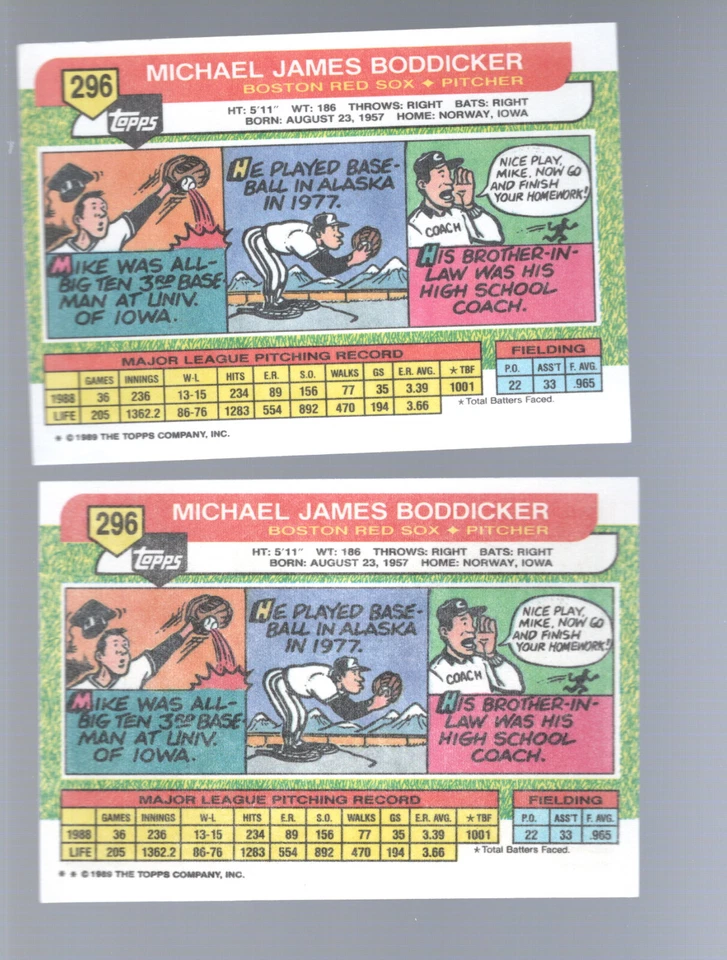 1989 Topps Big Mike Boddicker #296  - Image 2 of 2