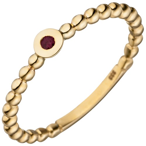 kugelring damenring mit rubin rot 333 gold gelbgold goldring