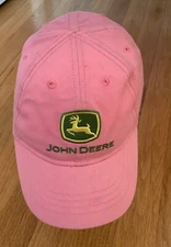 John Deere Hat Pink Baseball Cap TODDLER Adjustable Elastic Strap 100% Cotton