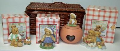Cherished Teddies 2003 Club Kit Charter Leah, Mick, Owen & Jared & Candle Holder