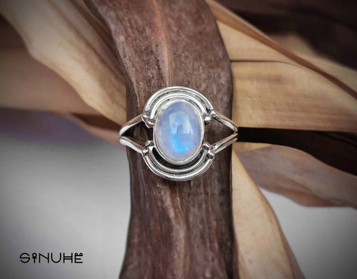 Anello Donna Pietra Di Luna Arcobaleno In Argento Sterling – Regolabile, Regalo Vittoriano