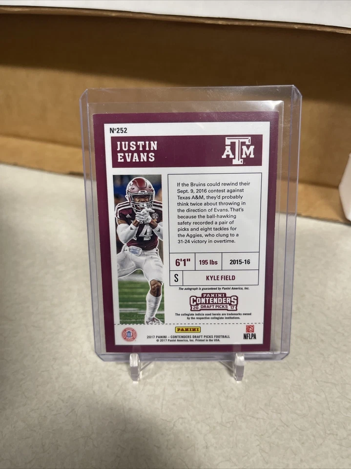 2017 Panini Contenders Draft Picks - Draft Ticket Blue Foil #252 Justin Evans... - Image 2 of 2