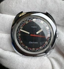 Vintage Timex Electric Watch 1970s Black Racing Dial No Bezel Not Working