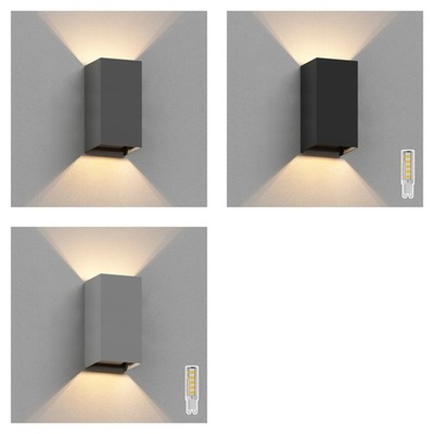 Wandleuchte CUBEL für außen, anthrazit, IP65, Up & Downlight, rechteckig,