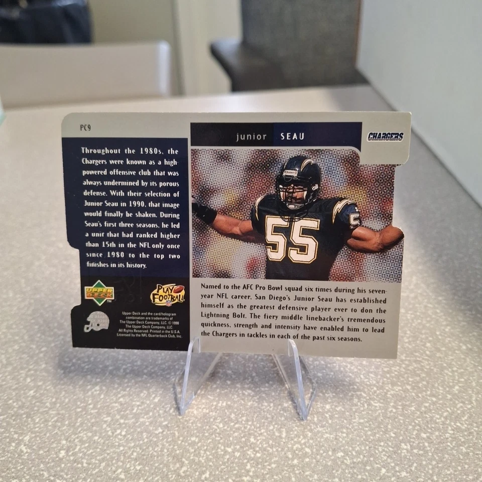 1998 Upper Deck Black Diamond #PC9 Junior Seau Premium Cut Quadruple Horizontal - Image 2 of 2