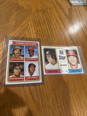 1974 Rookie Ken Griffey # 598 / Johnny Bench, Carlton Fisk AS # 331 EX Tape Mark - Image 1 of 4