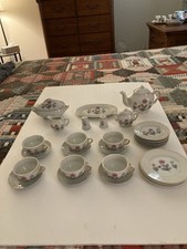 Antique Pre-War 32 Piece Miniature Tea Set With Red Stamped Made In Japan