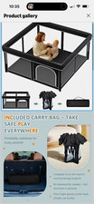 Foldable Portable Baby Playpen 47x47 Black Breathable Mesh Zipper Door Bag