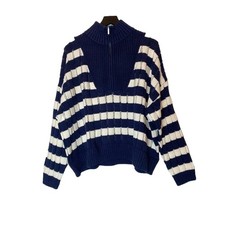 Navy and White Striped Women's Sweater Sz 2X NWT