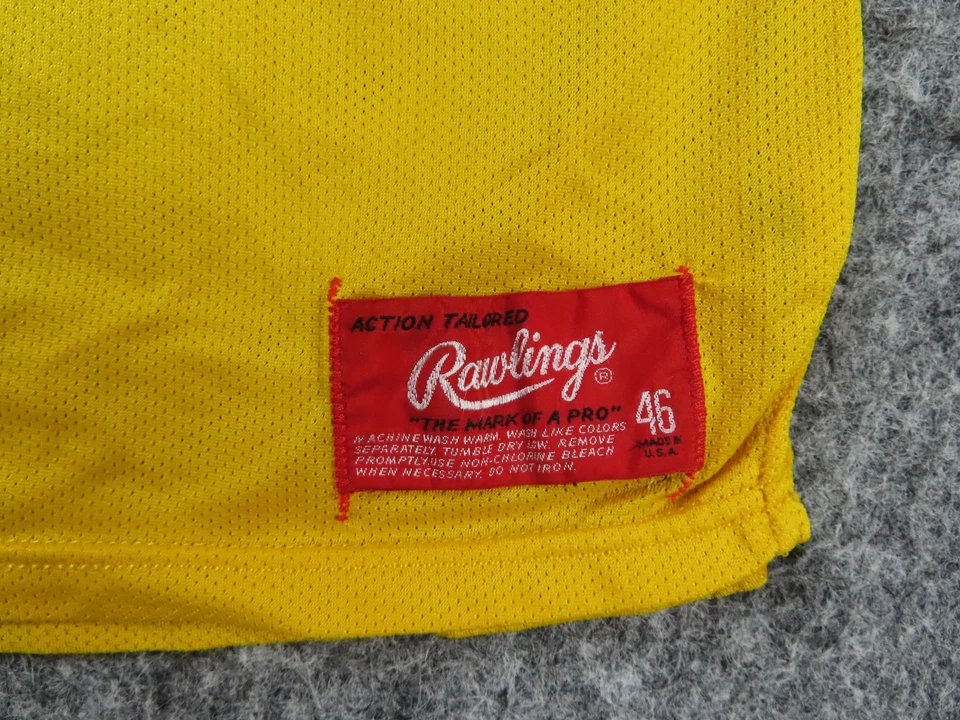 复古 Clovis 高中球衣男式 46 黄色蓝色篮球罗林斯 90 年代 — 第 4/4 张图片