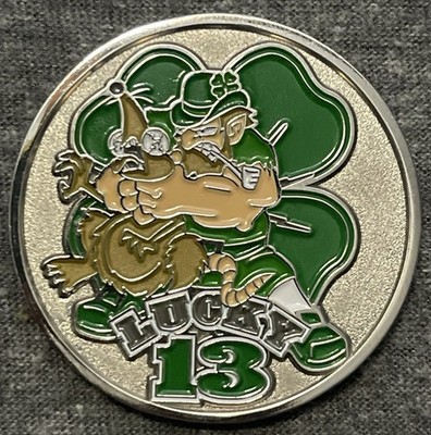 IBEW Local 13 Challenge Coin Burlington Iowa Leprechaun Smashing Rats Silver