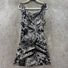 Garnet Hill Faux Wrap Midi Dress Women Medium Black A Line