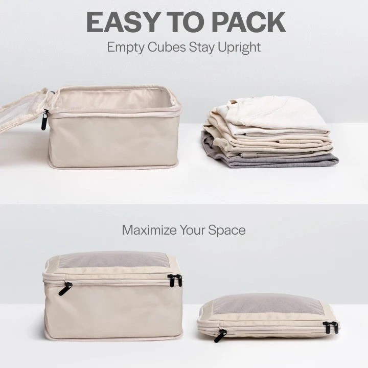 6 Pack Compression Packing Cubes Set - Double Zipper Stuff Organizer for Travel - Image 4 of 4