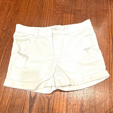 Wonder Nation Girls White Twill Chino Shorts Size 14 Cotton Pockets Cuffed