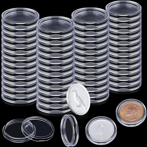 10Pcs 40mm Silver Gold Coin Cases Capsules Holder Clear Plastic Round Storage US