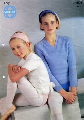 Sirdar 4521 Kinder Ballett Wickeloptik 4-lagig 24-30'' Vintage Strickmuster V2