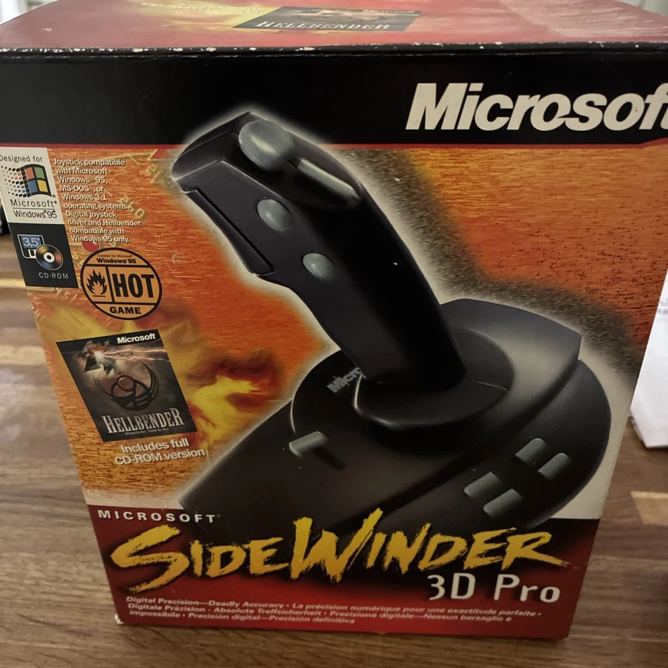 VINTAGE MICROSOFT SIDEWINDER 3D PRO PC GAMING JOYSTICK IN ORIGINAL BOX - Image 2 of 4