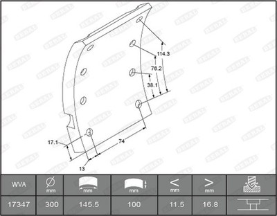 Beral KBL17347.0-1561 Brake Lining Kit, drum brake for DAF