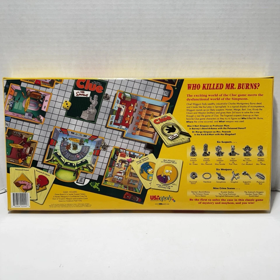 The Simpsons Clue Board Game 2000 First Edition - Sealed - Rare Collector’s Item - Image 2 of 4