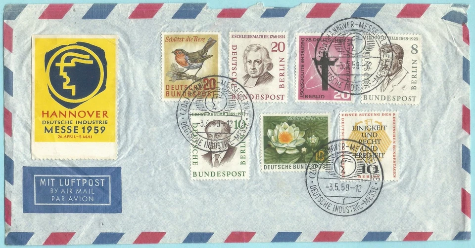 Hannover SSt. Industriemesse 1959 Berlin MiNr. 164, 165, 167, 174, 180 (16_23) - Bild 1 von 1