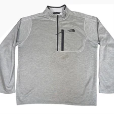 The North Face 1/4 Zip Sweater Mens XLTG Gray Polyester Casual Comfort Light
