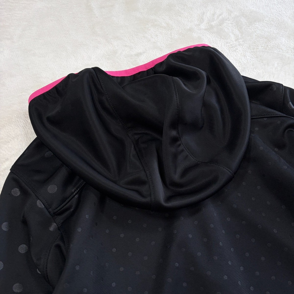 Adidas NEO Polka Dot Hoodie Track Jacket M Black Pink Japan Size