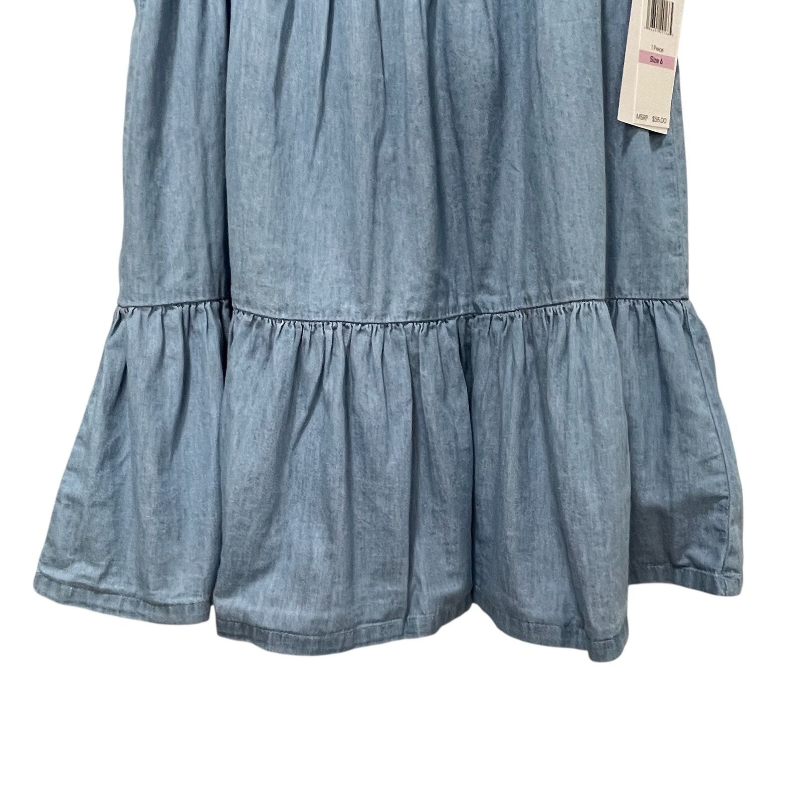 Calvin Klein Girls Chambray Dress Size 6 New With Tags Kidcore Spring Summer CK thumbnail 7