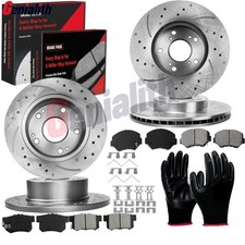 Front Rear Disc Rotors And Ceramic Brake Pads Fits Acura Ilx Honda Civic 13-15