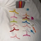 Vintage lot of 19 Barbie Skipper Ken Doll hangers suitcase accessories 1960s