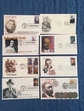 8 FDC famous people Hitchcock Varela Cagney Robinson etc  -  some Juvelar 