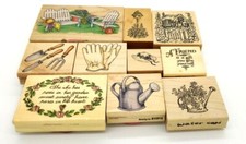 Lot of 10 Rubber Mounted Stamps Gardening Mixed Lot Retired