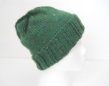 Hand Knitted Hat Ski Cap Beanie Soft Warm Green Adult