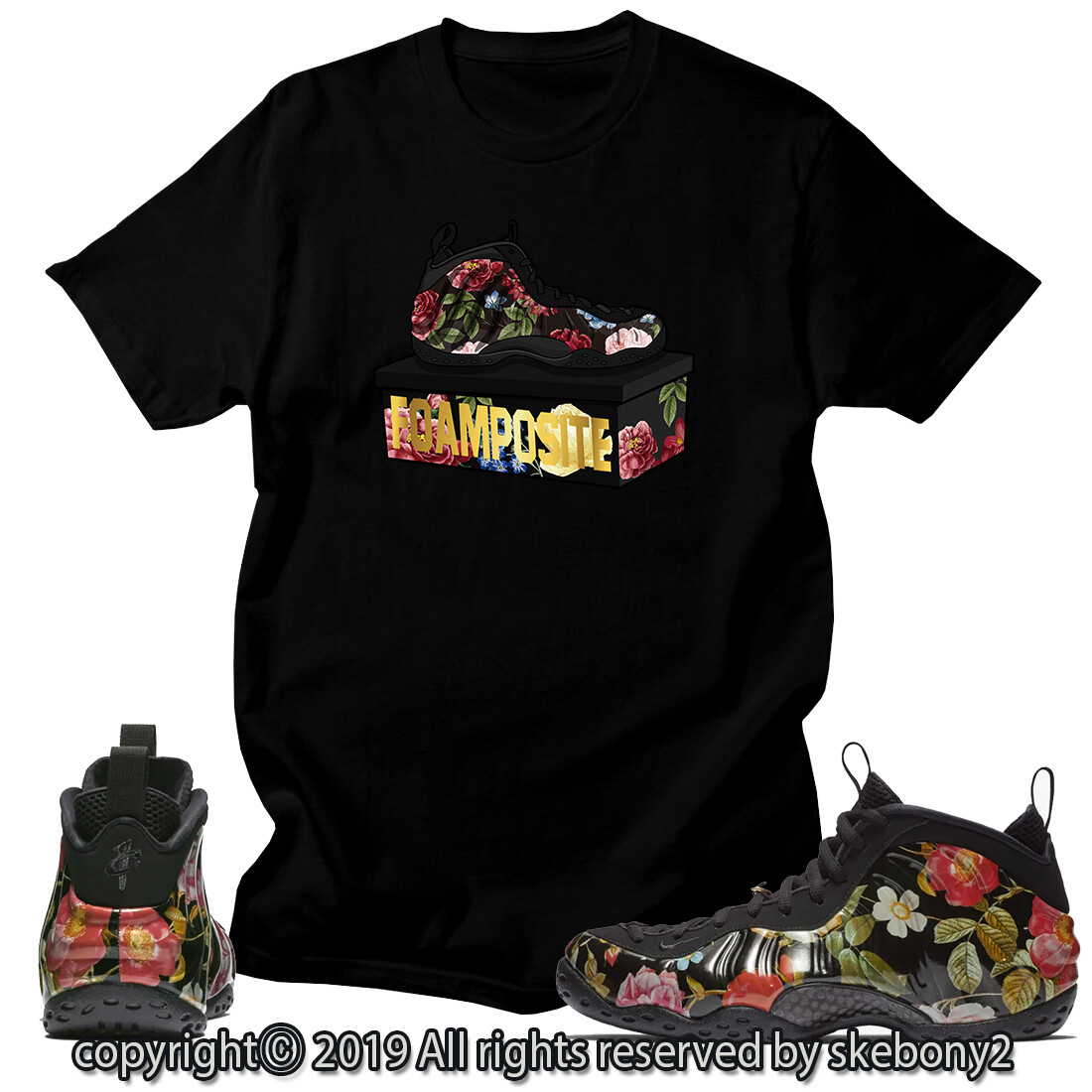 floral foamposite shirts