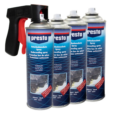 Steinschlag Spray 4 X 500 ml Unterbodenschutz schwarz Presto mit Pistolengriff
