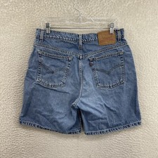 Vintage Levi's Dad Shorts 14 32 Womens High Waisted Light Wash Denim Jean Mom