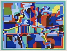 Jacques Cinquin French Mid Century Geometric Cubism Modernism Abstract LE Print