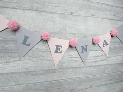 pink and grey bunting for nursery